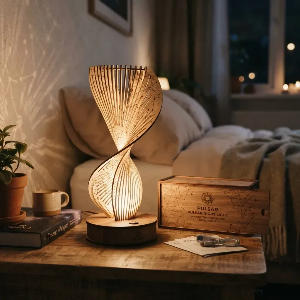Wooden Night Light Floating Space Island Home Decor