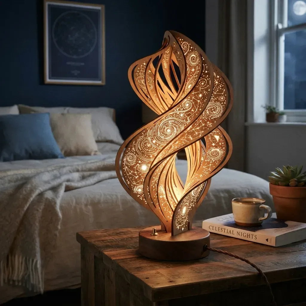 Wooden Night Light Cosmic Gateway Home Decor