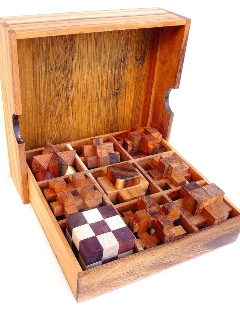 Leonardo Nine Puzzle Wooden Box Collection Decor