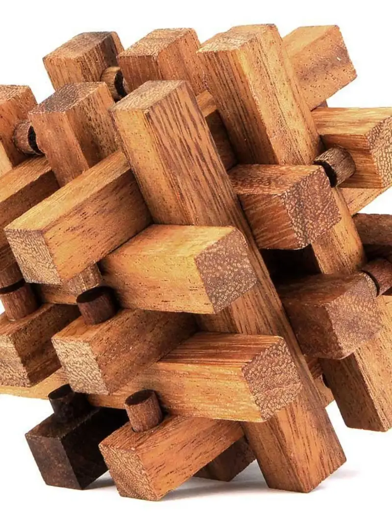 Interlocking Cube Wooden Tabletop Puzzle Decor