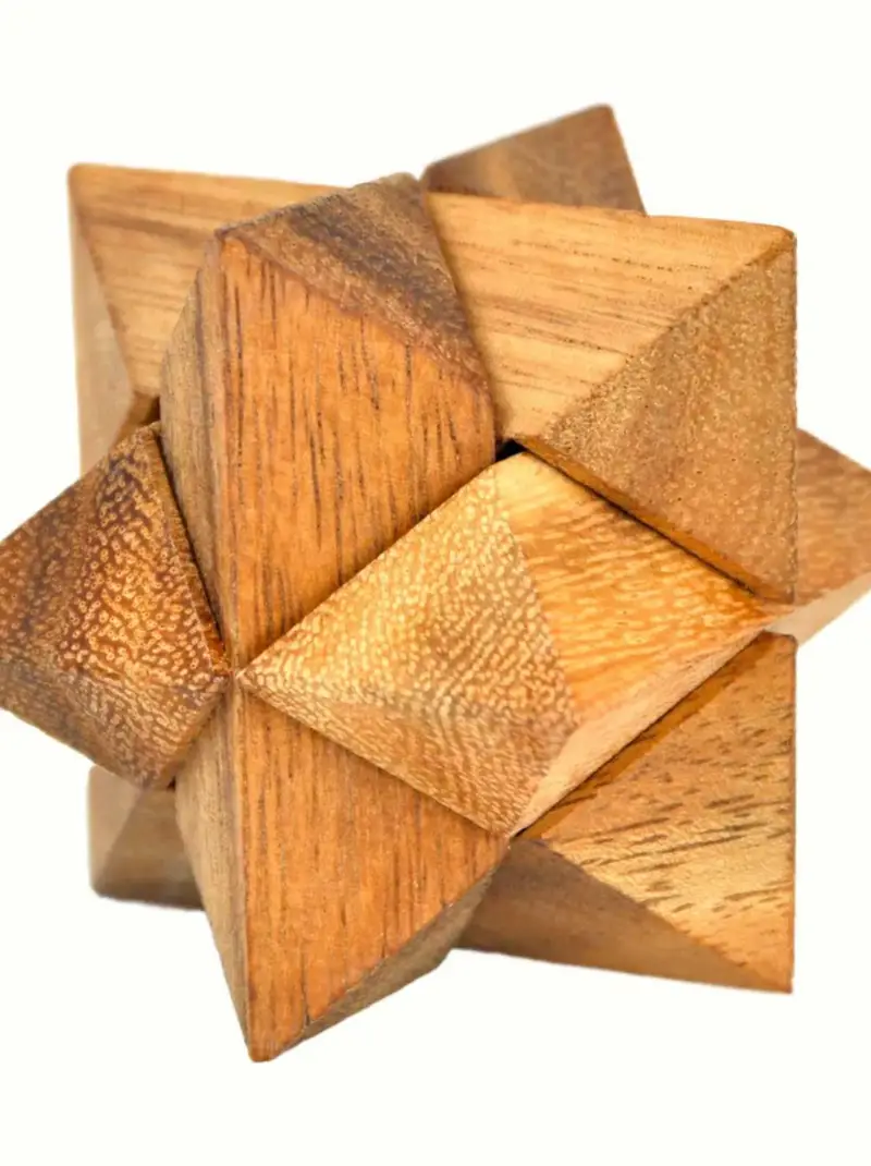 Octocedron Shape Wooden Puzzle Sculpture Decor