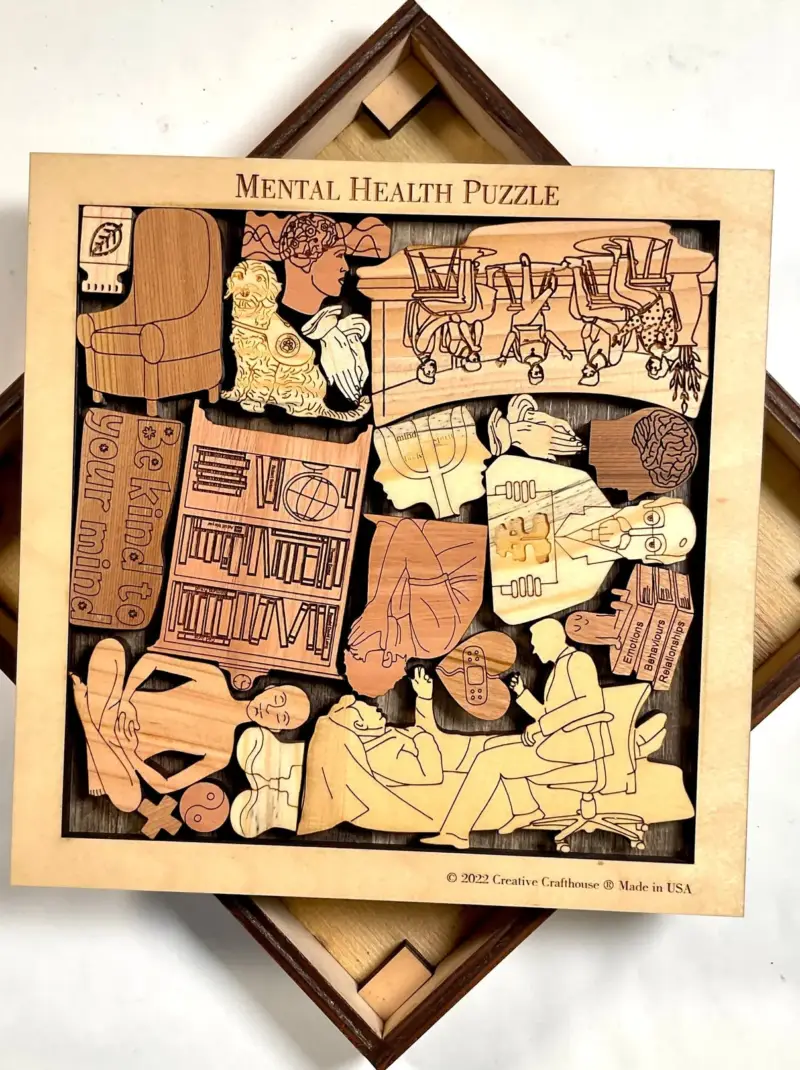 Wooden Mental Wellness Office Puzzle Decor