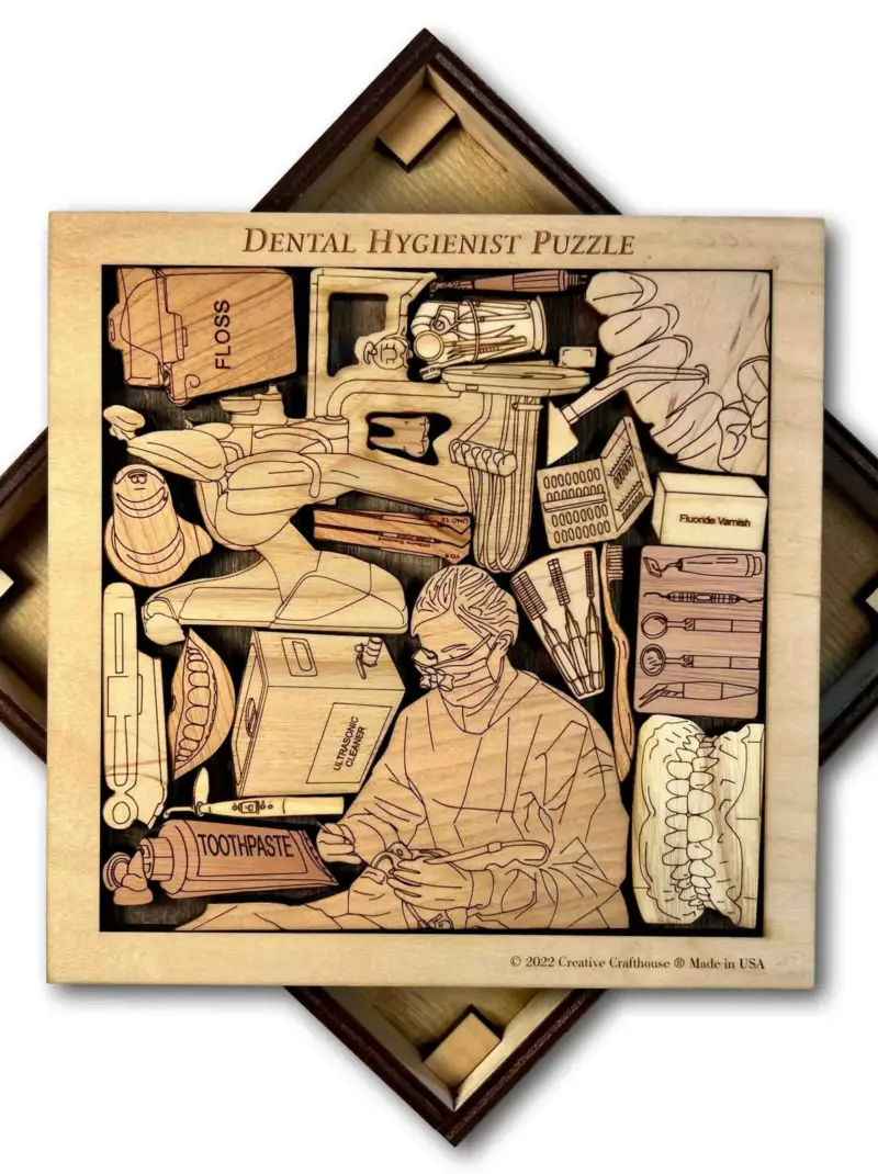 Engraved Dental Hygienist Wooden Desk Puzzle Gift