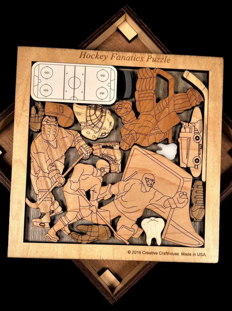 Ice Hockey Fan Wooden Desk Puzzle Decoration
