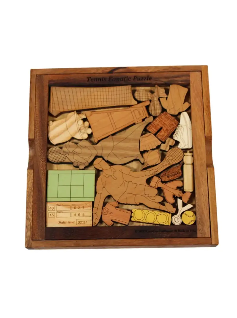 Wooden Tennis Coach Desk Puzzle Display Gift