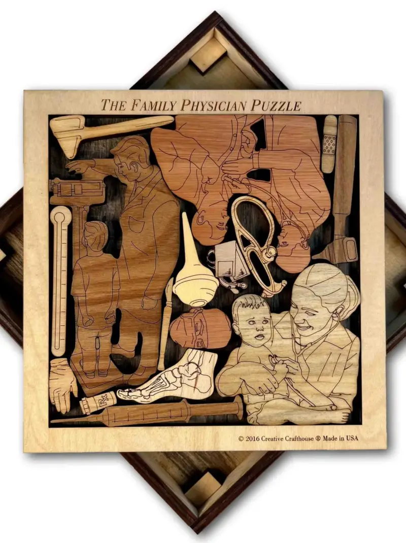 Wooden Family Doctor Desk Puzzle Home Decor