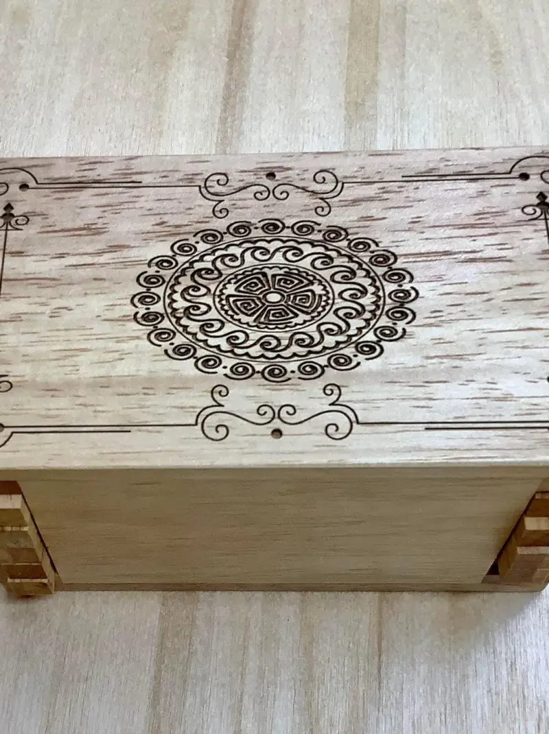 Mandala Carved Wooden Secret Puzzle Storage Box